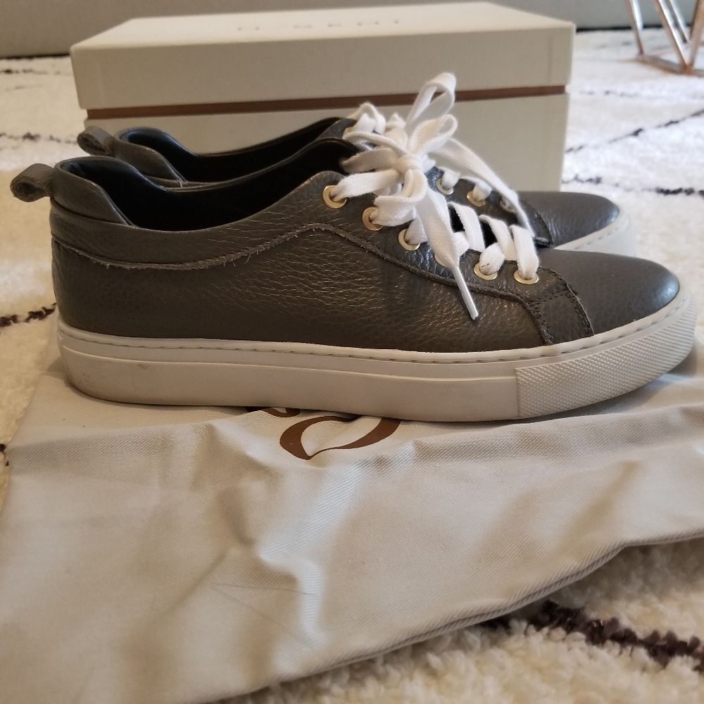 M. Gemi Gray Palestra Leather Sneaker 37.5 7.5 - Picture 2 of 6
